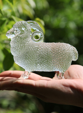 中式家居装饰品装饰品水晶生肖羊三阳开泰摆件创意可爱乔迁新居