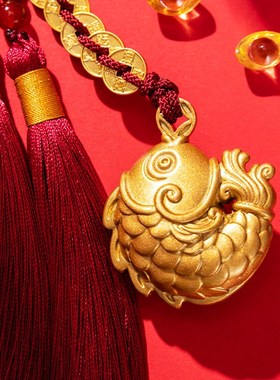 朱炳仁铜 有余钱挂件钥匙扣书包配饰钥匙链中式送礼锦鲤玄学挂饰
