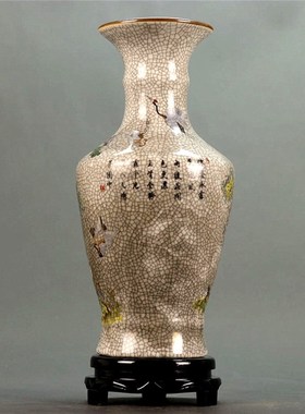 威弗列德景德镇粉彩十八鹤花瓶古董古玩仿古瓷器家居婚庆书房摆件