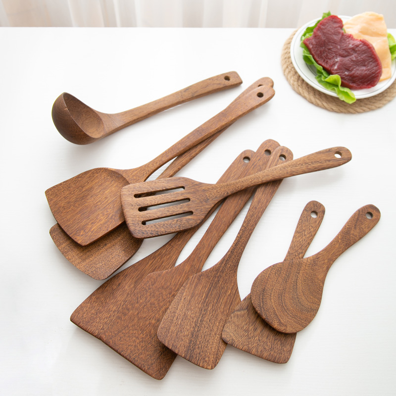 鸡翅木锅铲家用不粘锅专用铲子木质勺子耐高温无漆无蜡木头铲子 - 图0