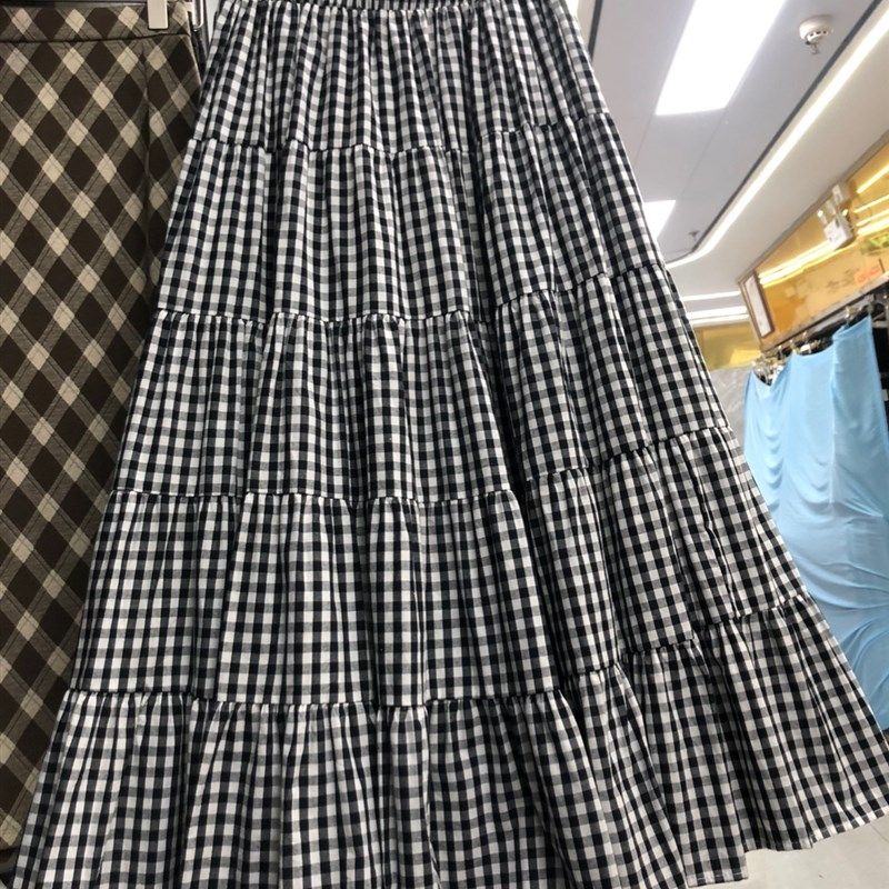 学院风红色格子蛋糕半身裙女复古大裙摆宽松遮胯显瘦中长款a字裙,淘宝优惠券,粉丝福利购,淘宝优惠卷