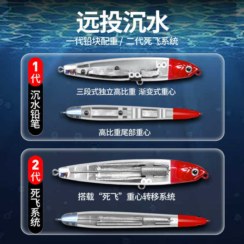 飞鬼铅笔路亚饵二代远投沉水缓沉铅笔铁板假饵套装淡水钓翘嘴专用,淘宝优惠券,粉丝福利购,淘宝优惠卷