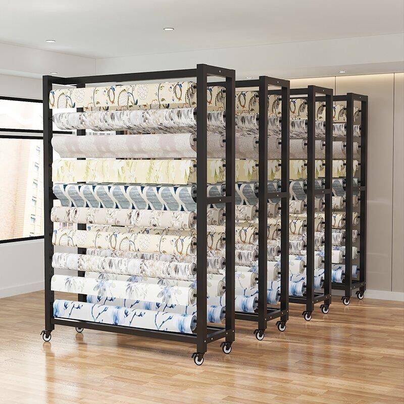 纺织布动料面料示架移卷带轮家纺布布样吊卡货架皮革L-999桌展布 - 图1