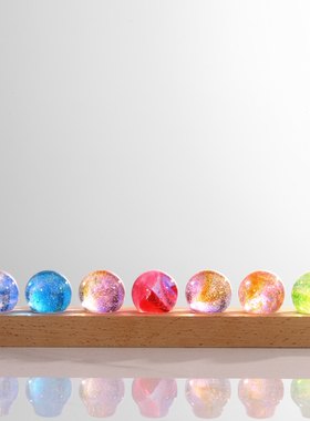 发光七彩琉璃珠水晶球桌面摆件星空小夜灯玻璃球装饰品生日礼物女