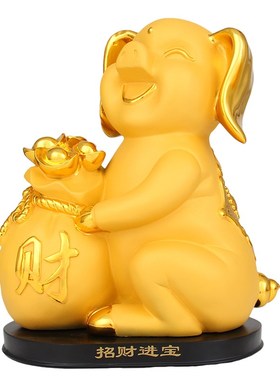 招财进宝猪摆件可爱生肖金猪聚宝盆工艺品办公室摆设店铺开业礼品
