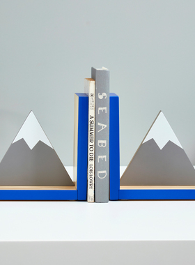 美式书房书挡书架儿童创意雪山装饰书靠书柜书桌摆件书立桌面摆放