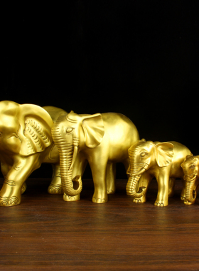 加重版铜大象摆件 铜吸水象摆件一对