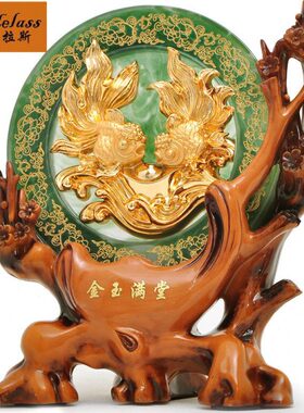 班德拉斯创意客厅酒柜电视柜金玉满堂鱼玄关家具装饰工艺品摆件
