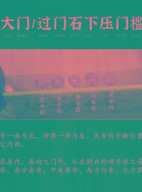 道家纯铜五帝钱挂件压门槛入户大门对门挂饰墙壁装饰房屋缺角补角
