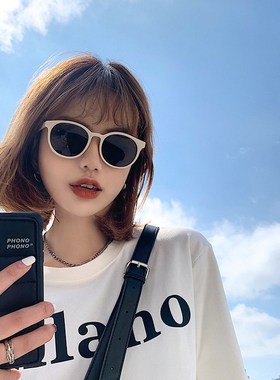 墨镜女新款潮流可爱夏季海滩防晒防紫外线开车白框太阳眼镜