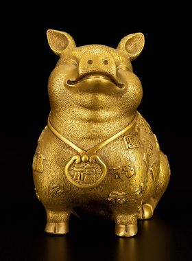 铜猪摆件 纯铜金猪 送财猪招财客厅办公室生肖猪金钱猪工艺品大号