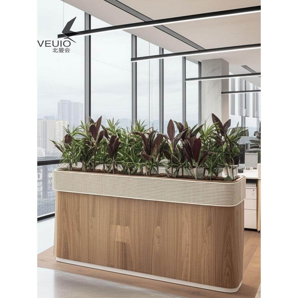 办公简约矮柜铁艺花槽柜公司隔间柜隔断储物柜木质风文件柜定制 - 图0