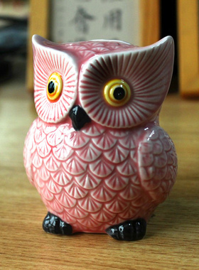 大号陶瓷猫头鹰存钱罐摆件创意家居客厅装饰办公室桌面摆设工艺品