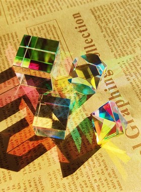 太阳捕手棱光镜晶体之立方体阳光七彩折射阳光桌面摆件女生日礼物