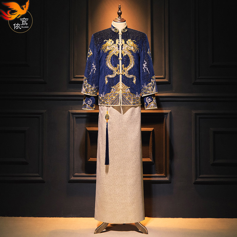 秀禾服男士2024新款大码中式新郎结婚敬酒礼服唐装龙凤褂接亲服男,淘宝优惠券,粉丝福利购,淘宝优惠卷