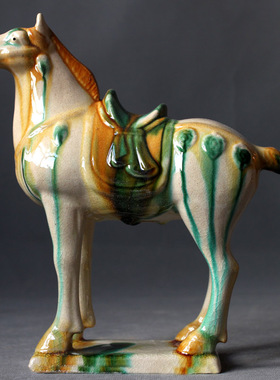 唐三彩马陶瓷马六骏马摆件家居工艺礼品马到成功摆件马上有钱对象