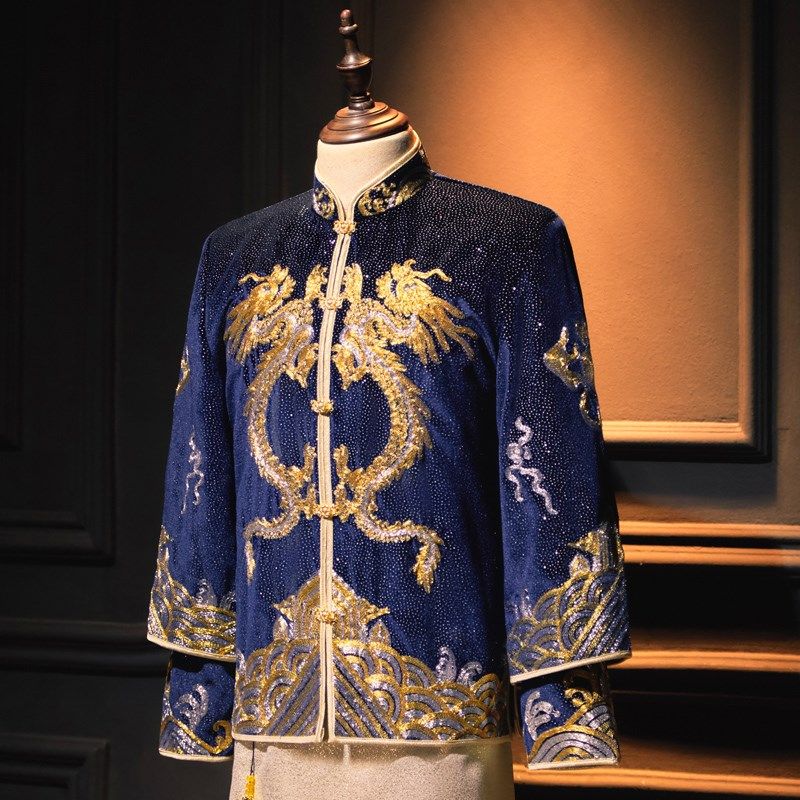 秀禾服男士2024新款大码中式新郎结婚敬酒礼服唐装龙凤褂接亲服男,淘宝优惠券,粉丝福利购,淘宝优惠卷