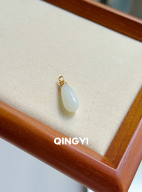18K金镶天然正品新疆和田玉白玉兰花吊坠 玉石挂件女款送女友礼物
