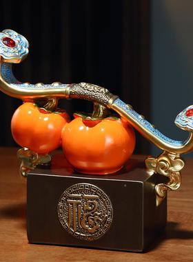 事事如意摆件创意综合事事品柿装饰玄电视柜柿酒柜客厅家居装饰品