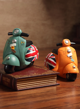 复古怀旧摩托车模型 家居客厅电视机柜酒吧店铺橱窗装饰品摆件设