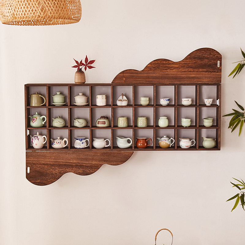 实木壁挂博古架多宝阁墙上置物架茶具杯子展示架茶壶收纳架古董架,淘宝优惠券,粉丝福利购,淘宝优惠卷
