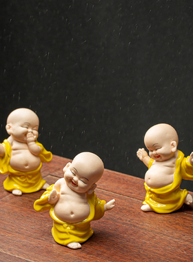 中式禅意陶瓷招财弥勒笑佛创意玄关客厅家居办公室装饰品小摆件