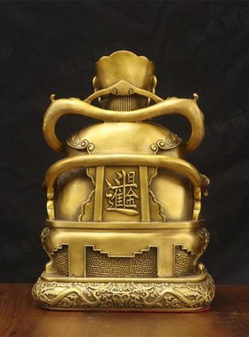 纯黄铜聚宝财神铜像摆件室内家用供奉财神爷八方来财神像装饰摆设