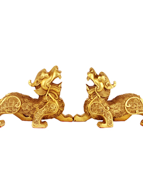 纯铜貔貅摆件一对开业礼品大号金钱客厅聚财招财小办公室貔貅镇宅