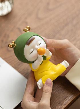 创意吹泡泡陶瓷可爱小女孩摆件家居卧室办公桌面装饰人物工艺品