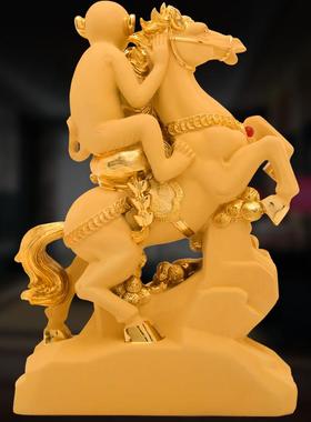 招财马上封侯摆件家居酒柜装饰客厅玄关金猴工艺品送上级老板礼品