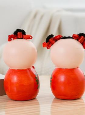 创意手工陶瓷幸福美满彩绘情侣娃娃摆件结婚礼物福娃摆件家居摆件