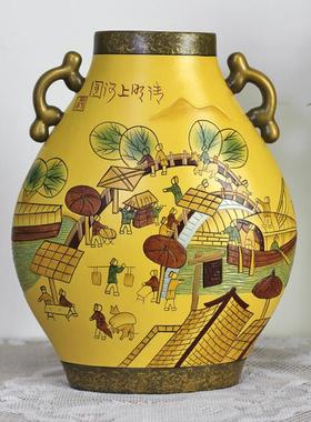 装饰艺术精品展厅玄关博古架摆设书柜办公陶瓷摆件结婚礼物大花瓶