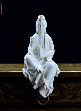 新中式禅意观世音菩萨佛像摆件陶瓷杨柳净瓶南海观音家用镇宅装饰