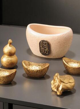 聚宝盆招财摆件新中式家用客厅玄关装饰礼品聚财轻奢乔迁新居礼品