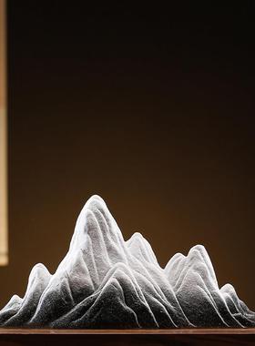 新中式禅意水族鱼缸造景假山陶瓷摆件大中小号桌面景观沙盘装饰品