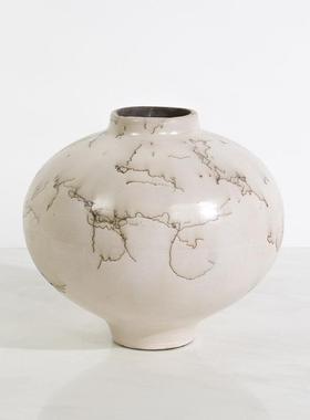 简约现代创意几何纹理圆形陶瓷花器客厅样板间售楼处客厅饰品摆件