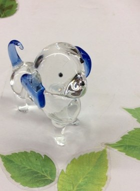 纯手工艺水晶玻璃家居创意工艺礼品摆饰招财小狗摆件女朋友礼物生