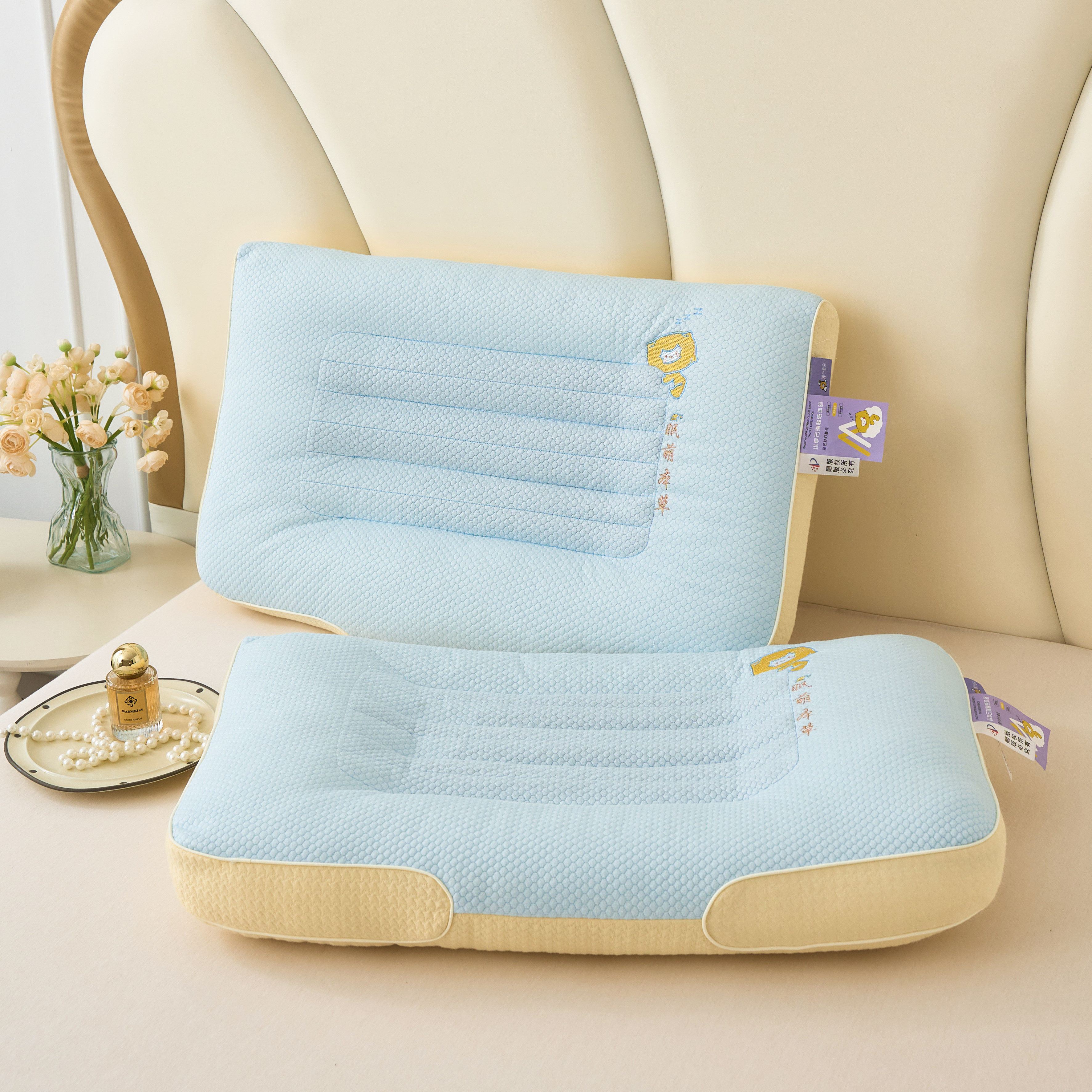 透气针织棉萌眠本草决明子定型低枕头枕芯成人护颈椎助睡眠专用,淘宝优惠券,粉丝福利购,淘宝优惠卷