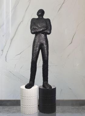 酒店别墅软装艺术大摆件落地现代简约人物雕塑人像增高底座装饰