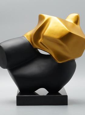 现代雕塑吹泡泡人物摆件轻奢高档家居客厅艺术软装玄关高级感小众