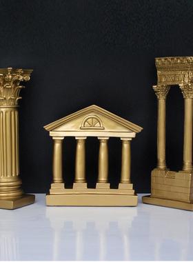 希腊神庙废墟摆件欧式罗马柱建筑雕塑家居装饰品树脂摄影道具摆设