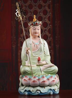 戴绿玉堂摆陶瓷件明净地藏珍珠》家用供奉神像《佛像地藏王G25-01