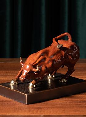 铜  华品尔街牛摆件厅家居饰品 客办公新华尔街桌牛摆件铜工艺礼