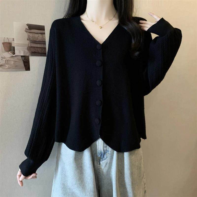 璞查惠优品小铺单排扣针织开衫毛衣女秋季微胖宽松内搭上衣打底衫,淘宝优惠券,粉丝福利购,淘宝优惠卷