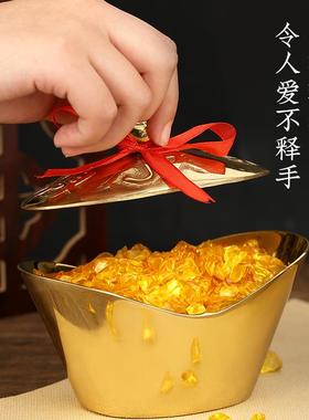 禅意阁纯黄铜开 盖元宝摆件家俱装饰品存钱罐开 业乔迁新居礼品
