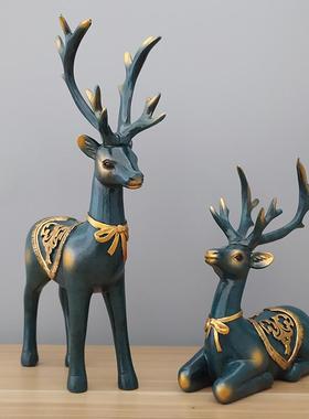 现代欧式新款招财鹿小摆件客厅玄关电视柜桌面创意家居装饰品礼物