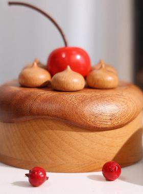 樱桃蛋糕首饰盒/创意木质摆件收纳盒可爱女生乔迁新婚生日礼物