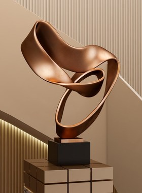 几何乌比斯环玻璃钢雕塑售楼处装饰品抽象艺术品现代酒店走廊