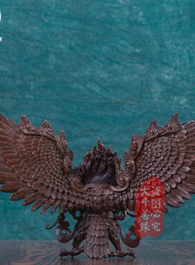 西藏纯铜金翅大鹏鸟佛像藏传密宗家用供奉大鹏金翅鸟紫铜铜像摆件