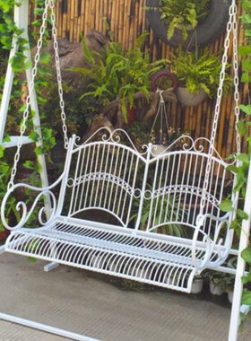 铁艺户外秋千 双人秋千椅  公园摆件阳台花园咖啡店庭院软装吊椅